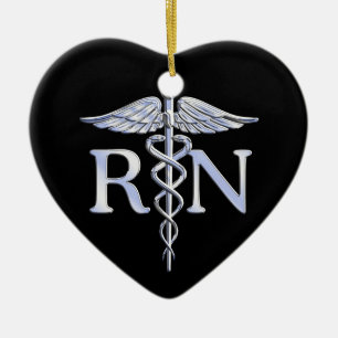 Décoration En Céramique Infirmière inscrite RN Caduceus Snakes Style on B