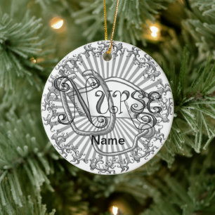 Décoration En Céramique Infirmière Lettres Argent