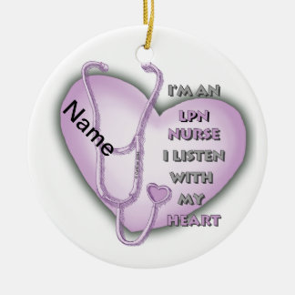 Décoration En Céramique Infirmière LPN du coeur pourpre