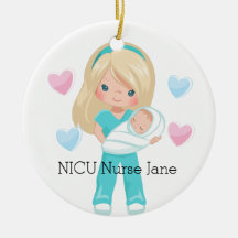 Infirmière NICU personnalisée tenant Noël bébé