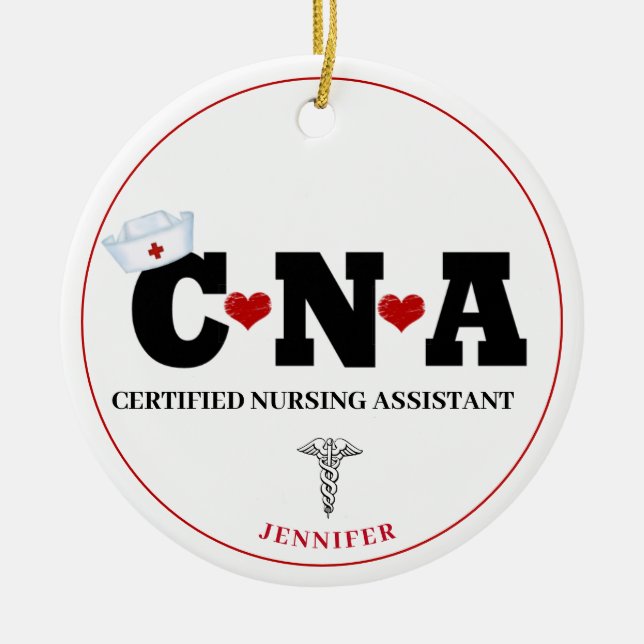 Décoration En Céramique Infirmière personnalisée CNA Noël (Devant)