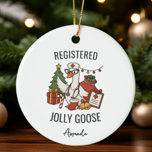 Décoration En Céramique Infirmière personnalisée Jolly Goose inscrite Noël