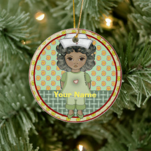 Décoration En Céramique Infirmière petite fille noire
