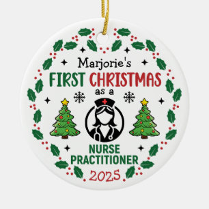Décoration En Céramique Infirmière Praticien Premier Noël Personnalisé