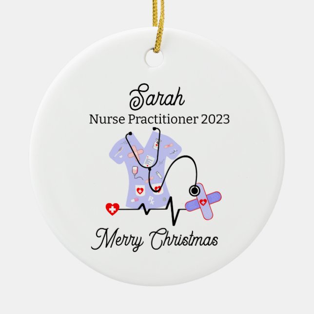 Décoration En Céramique infirmière praticienne Médicale de Noël 2023 (Devant)