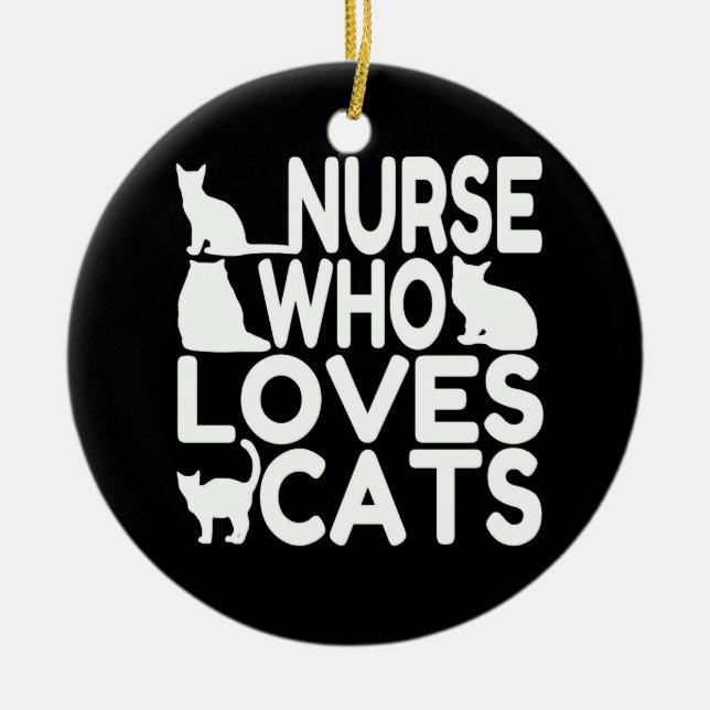 Décoration En Céramique Infirmière qui aime les chats (Devant)