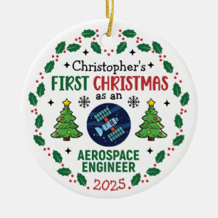 Décoration En Céramique Ingénieur aérospatial Premier Noël personnalisé