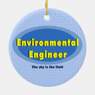 Décoration En Céramique Ingénieur de l'environnement bleu ovale