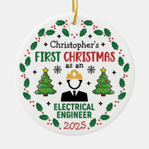Décoration En Céramique Ingénieur électrique Premier Noël Personnalisé
