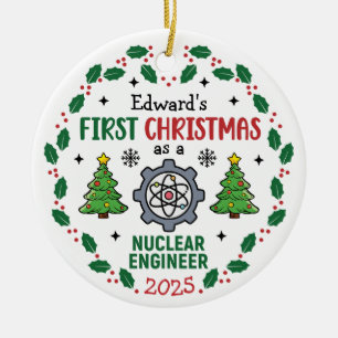 Décoration En Céramique Ingénieur nucléaire Premier Noël Personnalisé