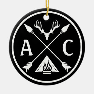 Décoration En Céramique Initiales Rustic Adventure Round Emblem