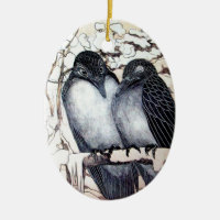 INSÉPARABLES D'HIVER DANS LA NEIGE Dessin noir et 