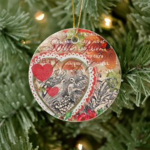 Décoration En Céramique Inséparables Heart Red Art Collage