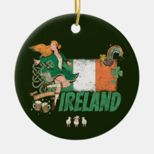 Décoration En Céramique Irlande Pavillon Vintage St. Patrick's Day Retro
