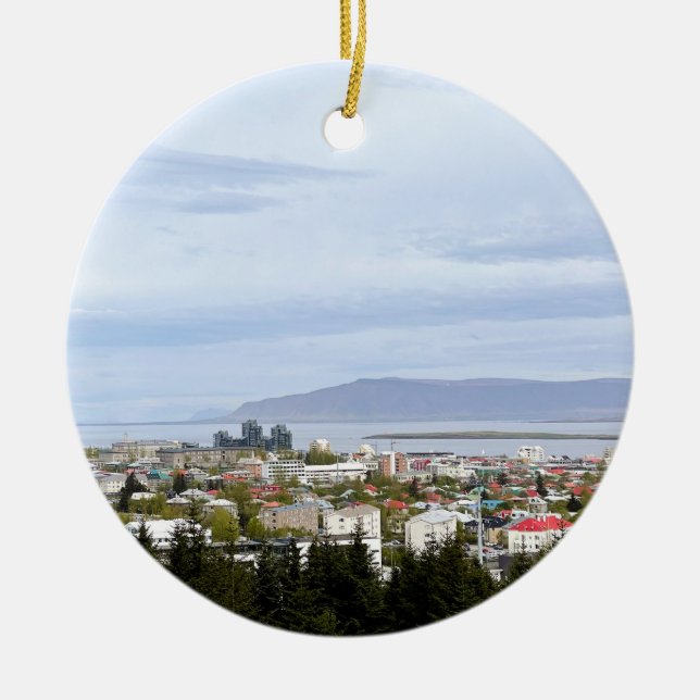 Décoration En Céramique Islande Reykjavik Cityscape Esja Photo (Devant)