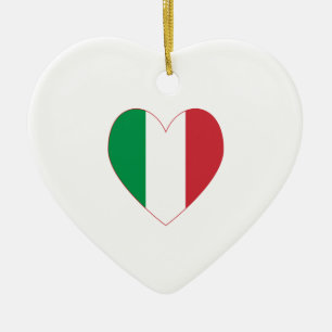Décoration En Céramique Italie Drapeau Coeur Bordure rouge