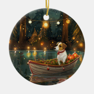 Décoration En Céramique Jack Russell Christmas Festive Voyage