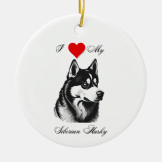 Décoration En Céramique J'adore mon standard Siberian Husky