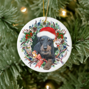 Décoration En Céramique Jagdterrier, Joyeux Noël