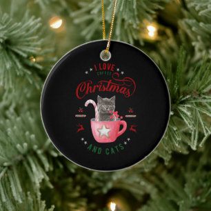 Décoration En Céramique J'aime Café Noël et Chats Joyeux Salutations