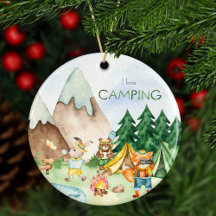 J'aime Camping Bois Animaux Enfants Noël