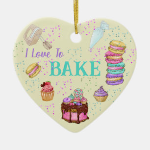 Décoration En Céramique J'Aime Cuire - Gâteaux, Macarons, Cupcakes