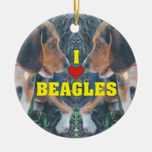 Décoration En Céramique J'aime des chiots de beagle de beagles