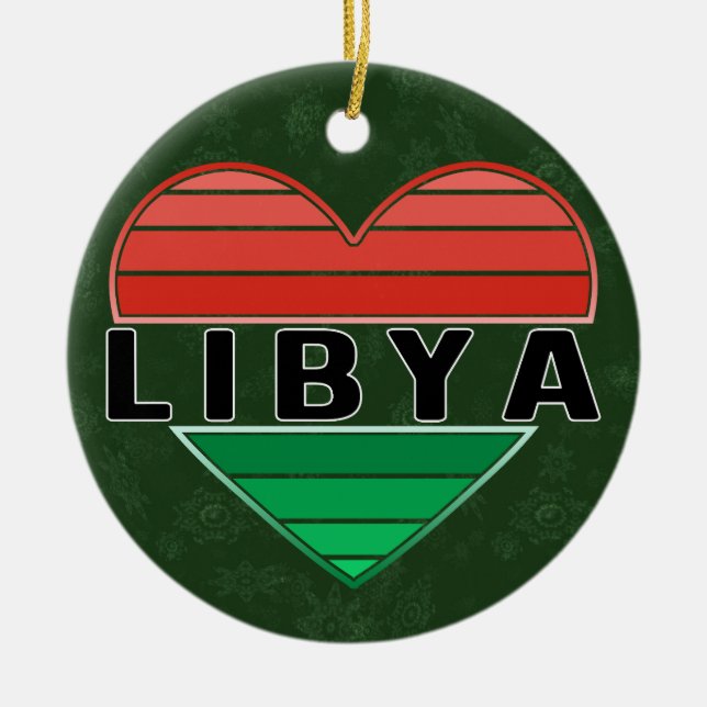 Décoration En Céramique J'aime la Libye, le coeur libyen (Devant)