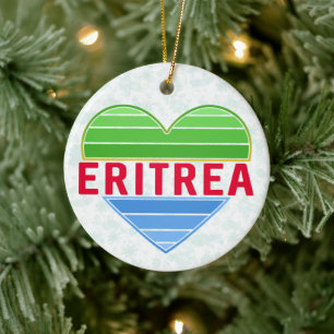Décoration En Céramique J'aime l'Erythrée, coeur érythréen