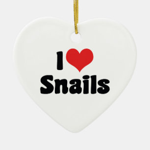 Décoration En Céramique J'aime les escargots de coeur