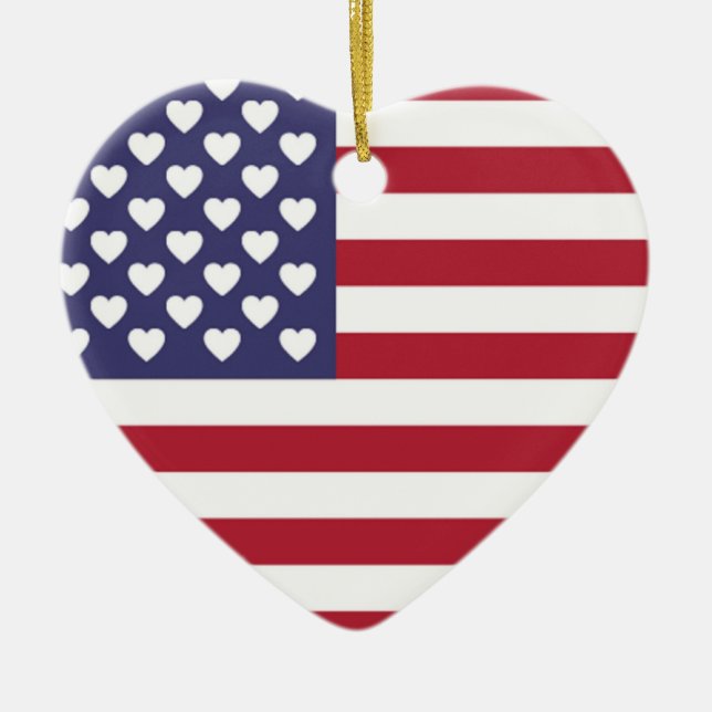 DÉCORATION EN CÉRAMIQUE J'AIME LES ÉTATS-UNIS D'AMÉRIQUE (Devant)