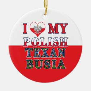 Décoration En Céramique J'Aime Ma Busia Texane Polonaise