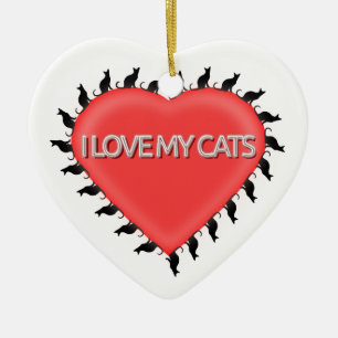 Décoration En Céramique J'Aime Mes Chats