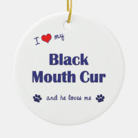 J'aime mon cabot noir de bouche (le chien