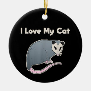 Décoration En Céramique J'aime mon chat drôle opossum