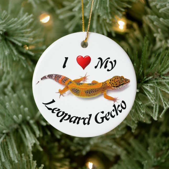 Décoration En Céramique J'Aime Mon Leopard Gecko Lizard (Arbre)