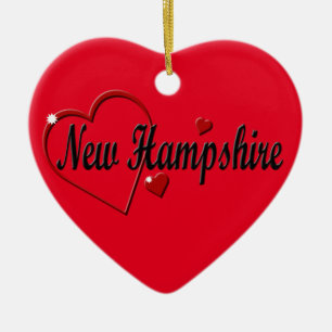 Décoration En Céramique J'aime New Hampshire Coeurs Noël