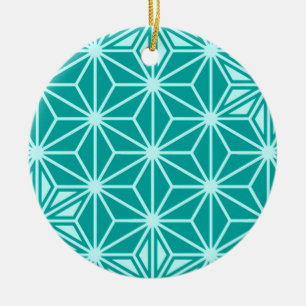 Décoration En Céramique Japanese Asanoha pattern - turquoise