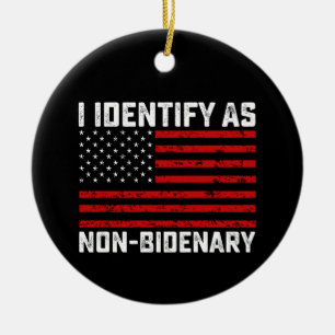 Décoration En Céramique Je m'identifie comme non Bidenaire Drôle Biden Tru