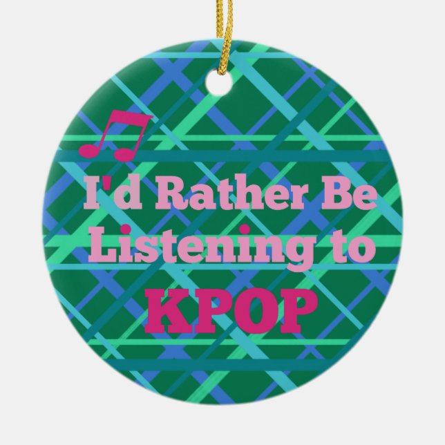 Décoration En Céramique "Je préfère écouter KPOP" (rose) (Devant)