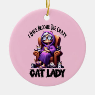 Décoration En Céramique Je Suis Devenue La Dame Du Chat Fou
