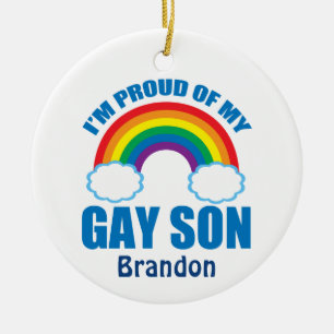 Décoration En Céramique Je suis fière de mon fils gay Rainbow Mom papa mo