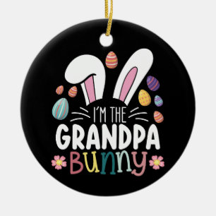 Décoration En Céramique Je suis le papy lapin Pâques tenue de famille