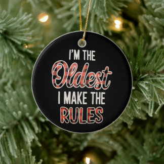 Décoration En Céramique Je suis le plus âgé, je fais les règles Noël Frère