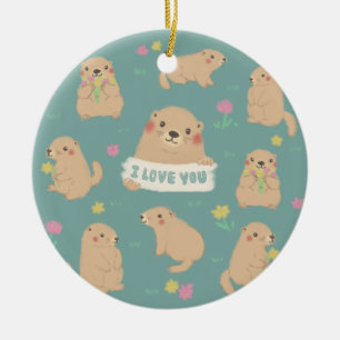 Décoration En Céramique Je T'Aime, Illustration Marmotte