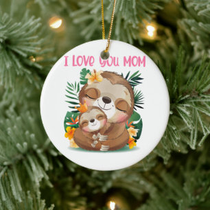 Décoration En Céramique Je t'aime Maman mignonne Maman et Baby Sloth