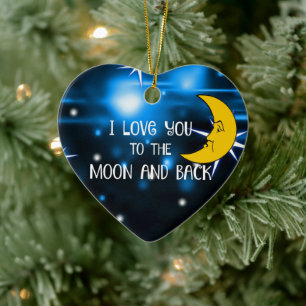 Décoration En Céramique Je t'aime sur la Lune et sur le dos,