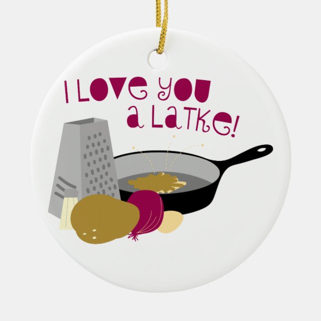 Décoration En Céramique Je t'aime un Latke ! (Devant)