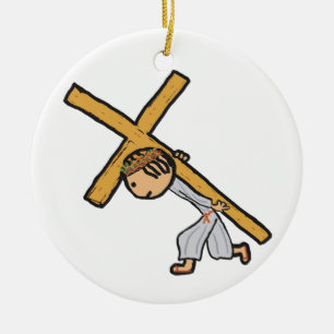 Décoration En Céramique Jésus Portant La Croix