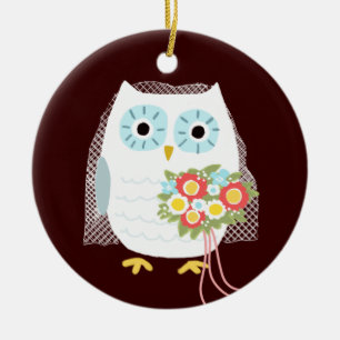 Décoration En Céramique Jeune mariée de hibou - cadeau de mariage